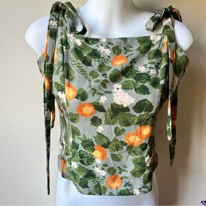 Rihoas Orange Grove print structured tank top EUC size medium